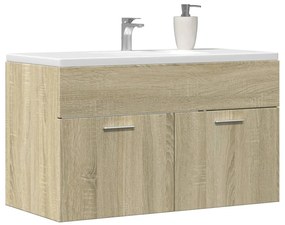vidaXL Dulap chiuvetă baie, stejar sonoma 90x38,5x46 cm lemn prelucrat
