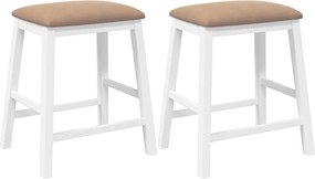vidaXL Scaune de bar cu perne 2 buc din cauciuc din lemn masiv alb