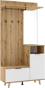 Mobiler hol NODRI, stejar evoke/alb, DTD laminat, 100x40x204 cm