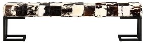 283749 vidaXL Bancă, model petice, negru, 160 cm, piele naturală de capră