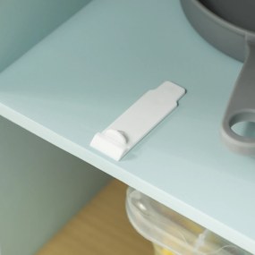 AIYAPLAY Bucătărie pentru Copii 3+ Ani, Bucătărie Jucărie din Oțel Inoxidabil, Lemn și PP, 72x33x85,2 cm, Albastru | Aosom Romania