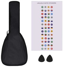 Set de ukulele soprano, pentru copii, cu husa, negru, 23   Negru, 23