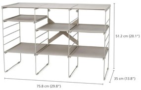 Raft reglabil pentru pantofi Joseph Joseph 55009, 12 perechi, 3 rafturi, Baza din otel, Ecru