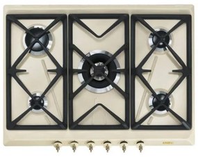Plita incorporabila pe gaz Smeg Colonial SRV876POGH, 70 cm, crem, retro