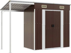 vidaXL Șopron grădină, acoperiș extins, maro, 277x107x181 cm, oțel