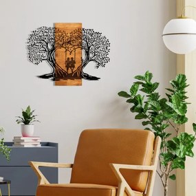 Decorațiune de perete 76x58 cm lemn/metal copaci