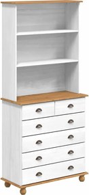 vidaXL Hutch cu sertar ASKIM Alb 91 x 40 x 200,5 cm Lemn de pin masiv