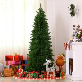 Homcom Albero di Natale Artificiale 210cm Base in Metallo Verde Φ91cm