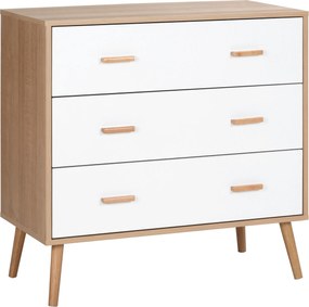 HOMCOM Comodă cu 3 Sertare pentru Sufragerie și Dormitor, Comodă Modernă din Lemn, 80x39x80 cm, Alb | Aosom Romania