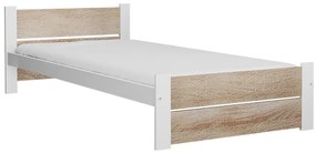 Pat de o persoana stejar sonoma/alb, IKAROS DOUBLE 90 x 200 cm Saltele: Cu saltele Somnia 18 cm, Somiera pat: Cu lamele drepte