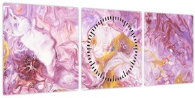 Tablou - Abstract roz (cu ceas) (90x30 cm)