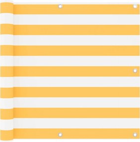vidaXL Paravan de balcon, alb și galben, 90 x 400 cm, țesătură oxford