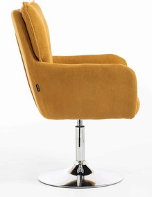 HR250N Scaun Catifea Reiată Premium Ruloare Curry Galben Bază Cromata
