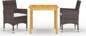 vidaXL Set mobilier de grădină, 3 piese, maro