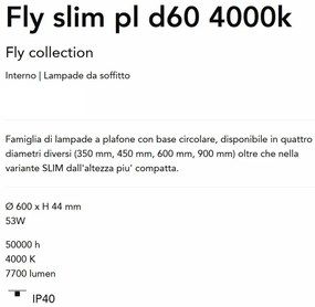 Plafoniera LED moderna Fly slim pl d60 4000k alba