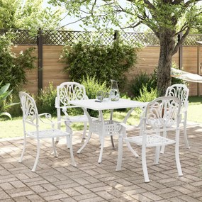 3216343 vidaXL Set mobilier de grădină, 5 piese, alb, aluminiu turnat
