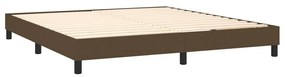 Pat box spring cu saltea, maro inchis, 160x200 cm, textil Maro inchis, 160 x 200 cm, Culoare unica si cuie de tapiterie