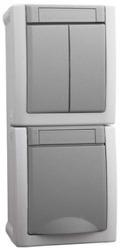 Comutator + Priza IP54 Pacific Panasonic, PT, gri