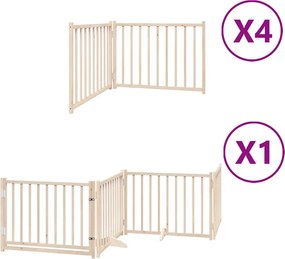 vidaXL Poartă de câini pliabilă cu ușă, 12 panouri, 960 cm, lemn plop