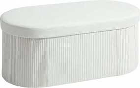 HOMCOM Taburet cu Spațiu de Depozitare Pliabil, Bancă Modernă Tapițată cu Material Catifea, Suport pentru Picioare cu Compartiment de 72L pentru Living și Dormitor, 76x38x35 cm, Crem | Aosom Romania