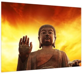 Tablou - Buddha cu fundal roșu și galben (70x50 cm)