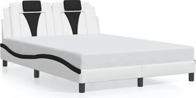 vidaXL Cadru de pat, Viana, fără saltea, alb și negru,140x190cm, piele ecologică