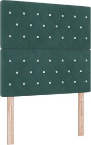 vidaXL Pat cu arc LED cu saltea Verde închis 100 x 200 cm Catifea