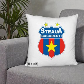Perna Personalizata Steaua Bucuresti Fotbal, 40x40 cm, Alb Pufos, Husa Detasabila, Perna Inclusa, BEKZ®