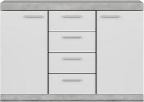 Comoda CATLIN, alb/gri, PAL, 118.5x35x83 cm