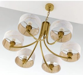 Jupiter 2098 - Lustru cu lanț ARTHUR 6xE27/15W/230V alb/auriu/decor marmură