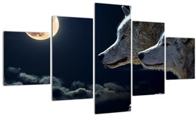 Tablou cu lupi în lună (125x70 cm), în 40 de alte dimensiuni noi