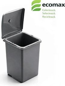 Coș gunoi încorporabil Ecomax Pepe, gri, 1 x 13 l Gri platină, L:235 mm; l:245 mm; H:362 mm, Polipropilenă cu fibră de sticlă