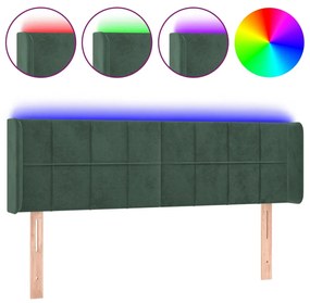 Tablie de pat cu LED, verde inchis, 147x16x78 88 cm, catifea 1, Verde inchis, 147 x 16 x 78 88 cm
