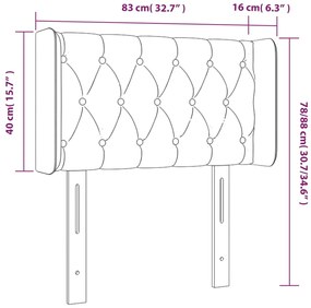 Tablie de pat cu aripioare gri deschis 83x16x78 88 cm catifea 1, Gri deschis, 83 x 16 x 78 88 cm