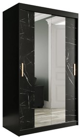 Dulap de haine 120 cm Marbelo T1 (mat negru + marmură neagră). 1064561