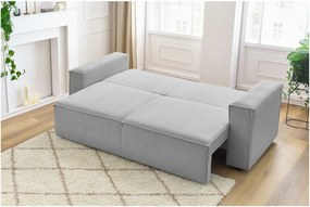 Canapea gri deschis extensibilă cu tapițerie din catifea reiată 245 cm Nihad – Bobochic Paris