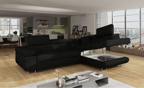 Colțar negru extensibil/cu spațiu de depozitare (cu colț pe partea dreaptă/în formă de ”L”) Anton – ELTAP