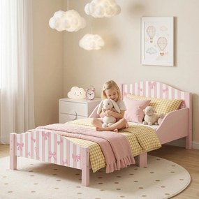 AIYAPLAY Pat Montessori pentru Copii 3-6 Ani Design în Formă de Fundă cu Protecții Anti-cădere, 146 x 76,5 cm, Roz | Aosom Romania
