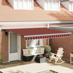 vidaXL Marchiză manuală retractabilă cu LED portocalie și maro 350x250 cm