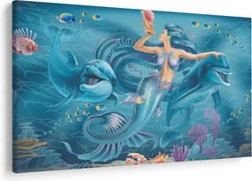 Tablou - Sirenă cu delfini (90x60 cm)