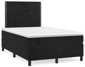 vidaXL Pat box spring cu saltea, negru, 120x190 cm, catifea
