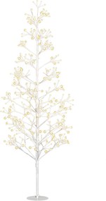 HOMCOM Brad Artificial de Crăciun cu 384 Lumini LED Albe și Crengi Pliabile din PP și Oțel, Ø20x180 cm, Alb | Aosom Romania