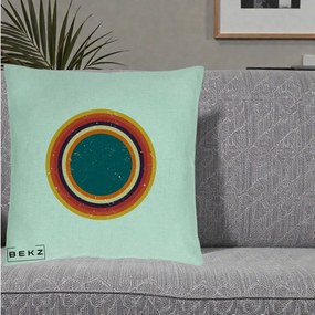 Perna Decorativa Retro Cerc Concentric Geometric Vintage, 40x40 cm, Verde Menta, Husa Detasabila, Perna Inclusa, BEKZ®
