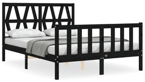 3192495 vidaXL Cadru de pat cu tăblie, negru, 140x200 cm, lemn masiv