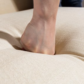 HOMCOM Canapea 2 locuri, spătar capitonat, picioare din lemn, tapițare groasă, aspect de in, pentru spații mici, bej | Aosom Romania