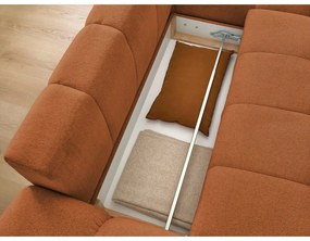 Colțar teracotă extensibil/cu spațiu de depozitare cu tapițerie din chenille (cu colț pe partea dreaptă/cu șezlong) Everest – Bobochic Paris