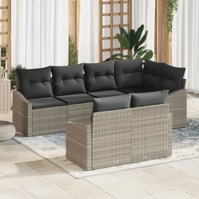 vidaXL Set canapele grădină cu 7 piese perne gri deschis din ratan poli