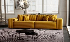 Canapea extensibilă dumonde cu ladă de depozitare si sezut confortabil din spuma high-density, Marbela Ambience Mustar XXL 295x100 cm