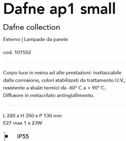 Aplica de perete exterior IP55 DAFNE AP1 SMALL NERO