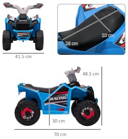 HOMCOM ATV pentru Copii 18-36 Luni din PP și Metal cu Roți Rezistente, Viteză Max 2.5 km/h, Design Atractiv, Albastru Gri și Negru | Aosom Romania